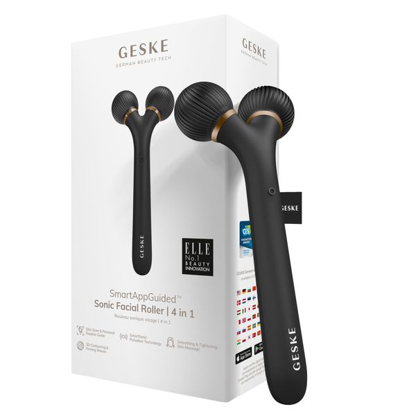 GESKE | SmartAppGuided™ Sonic Facial Roller | 4 in 1 | Dermaroller | Dispositivo per viso | Dermaroller | Roller viso professionale | Rassoda e definisce la pelle del viso