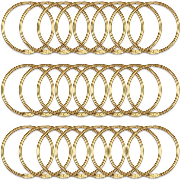 24Pcs Shower Curtain Rings, Rustproof Metal Round Shower Ring Hooks for Bathroom, Decorative Shower Curtain Rings for Shower Rods Curtains (Gold)