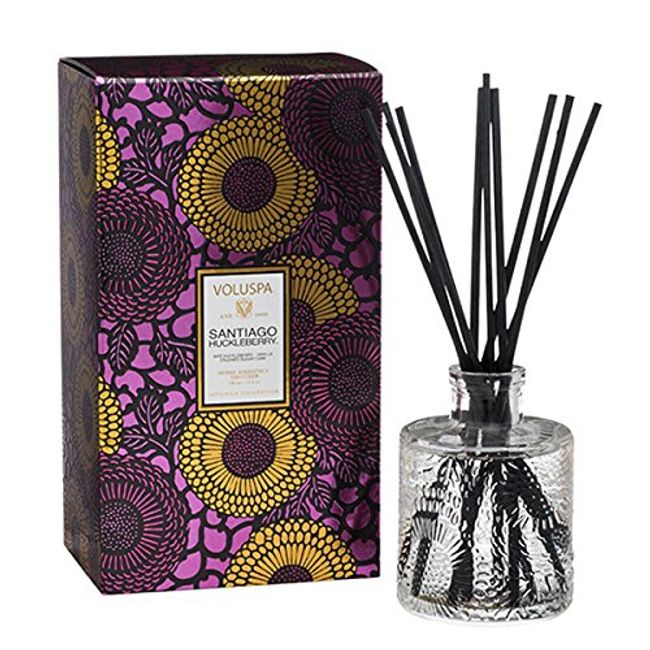 Voluspa Santiago Huckleberry Reed Diffuser | 3.4 Fl. Oz. | 4-6 Month Product Life | 24/7 Fragrance without the flame | Vegan