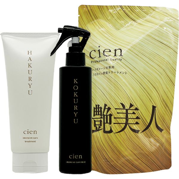 [2-piece set] Manis Cosmetics cien Intensive Care Treatment &amp; Mist 200g+200mL [Beauty salon exclusive hair treatment for highly damaged hair, glossy hair, raw keratin, bleached hair, high tone, hair color, hair straightening, split ends, tangles, stif