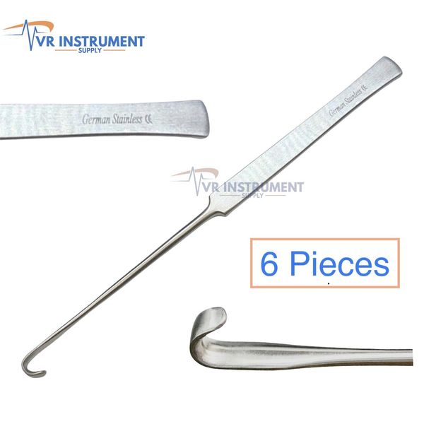 Spay Snook Hook 8" Veterinary Surgical Instruments German Stainless Steel 6 Pcs