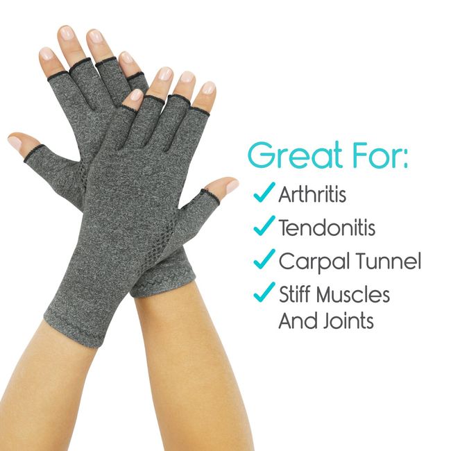 Arthritis Gloves with Grips - Men & Women Textured Fingerless Compression -  Open Finger Hand Gloves for Rheumatoid and Osteoarthritis - Arthritic Joint  Pain Relief for Computer Typing 