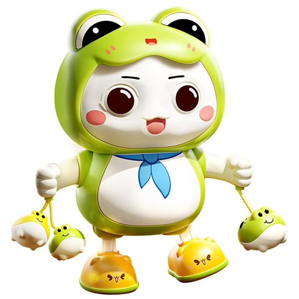 Miracland Dancing Frog Toy, Frog Musical Toy Electric Frog Dancing Toy Dancing Robot Toy Baby Soothing Toy Baby Head-up Training Toy Frog Toy for Boys and Girls with Lights and Music