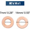 30 pcs 7mm Inner Dia Car Engine Copper Washers Flat Sealing Gaskets Rings