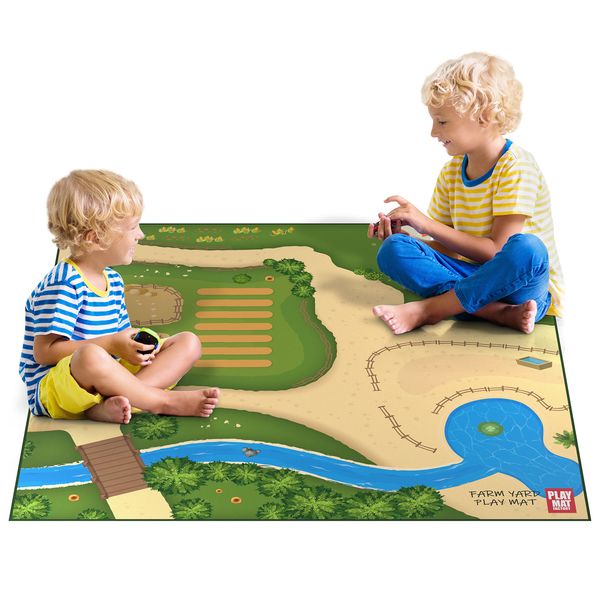 Farm Play Mat for Farm Toys | Foldable Solution |Large Size 57” x 57” | Farm Animals | Tractor Play| Activity Mat | by Play Mat Factory