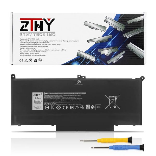 ZTHY 60Wh F3YGT Laptop Battery Replacement for Dell Latitude 12 7000 7280 7290/13 7000 7380 7390/14 7000 7480 7490 P28S P28S001 P73G P73G002 Series DM3WC DM6WC 2X39G KG7VF 451-BBYE 453-BBCF 7.6V 4Cell