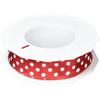 Präsent - Polka Dots Wired & Printed Ribbon Red 25 mm Width, 20 m Length