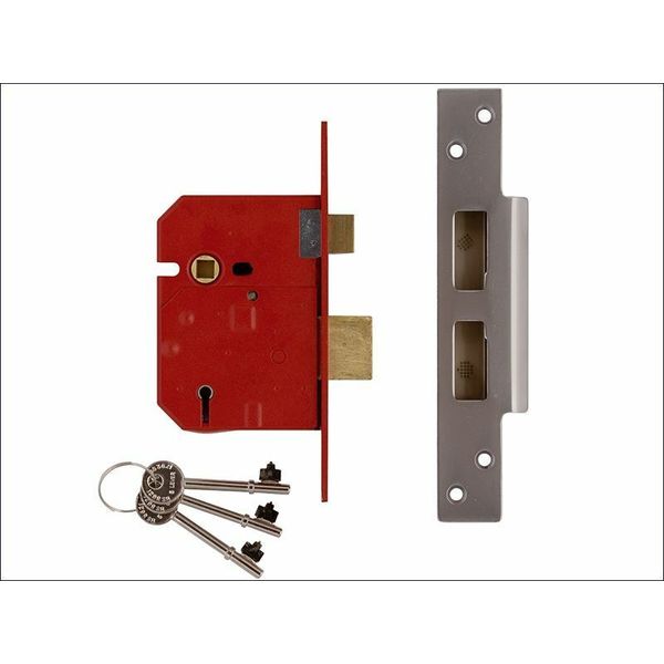 UNION - 2234E 5 Lever BS Mortice Sashlock Satin Chrome Finish 67mm 2.5in Visi