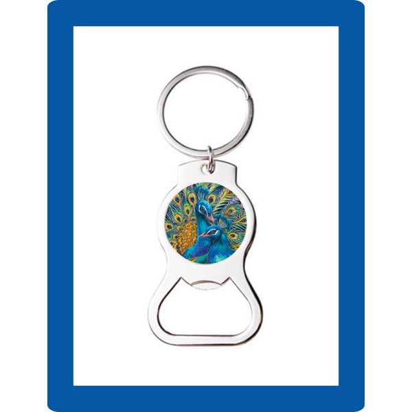 PEACOCK BIRD ART CUSTOM BOTTLE OPENER KEYCHAIN KEY RING COOL UNIQUE GIFT