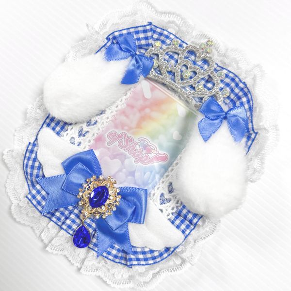 efShop Trading Card Case B8 [Rabbit Ears Gingham Check] Hard Case Toploader Pushing Activity (Blue, Drop)