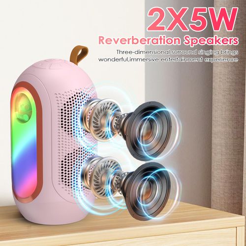 Olycism Mini Karaoke Machine for Kids & Adults with 2 Wireless Microphones Portable Karaoke Machine 2x5W Bluetooth Speaker Birthday Gift Toys Gifts for Kids Family Home Outdoor Party Pink