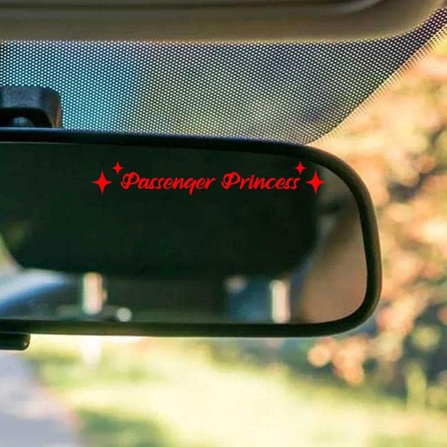 Passenger Princess Sticker, Waterproof Vinyl Decal Car Mirror Sticker, Window, Bumper, Rear View Mirror, Phone, Water Bottle Decor Black Merchandise Decals and Stickers