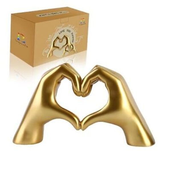 Decor,Heart Hands Sculpture for Living Room Decor,Love Finger Modern Gold