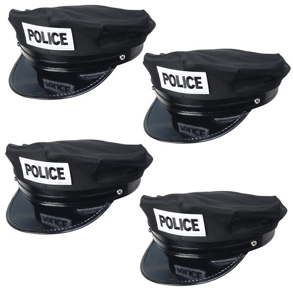 Yewong 4 Pieces Police Officer Cap Embroidered Cop Cosplay Hat Captain Hat Accessories Stage Performance Military Caps Police Halloween Party