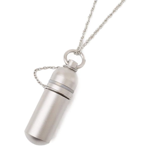 Unisex Pure Titanium Pill Case Pendant with Round Bottom Medicine Holder