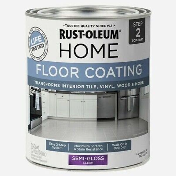 Rust-Oleum Home FLOOR COATING 1 qt. Tile Vinyl Wood SEMI-GLOSS CLEAR 358870 NEW!