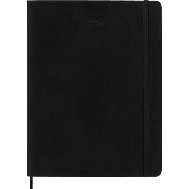 Moleskine DSB12MN4Y24 Notebook, Beginning January 2024, 12 Months, Months, Diary Softcover, XL Size (W x H x H): 7.5 x 9.8 inches (19 x 25 cm), Black