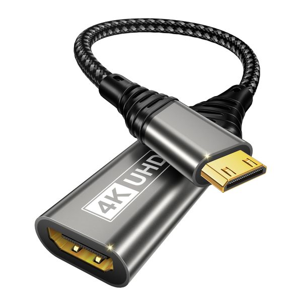 BRV Explorer Mini HDMI auf HDMI Adapter, 4K 60Hz Mini HDMI Adapter, Mini HDMI Stecker auf HDMI Buchse Adapter mit 3D HDR 18Gbps kompatibel mit DSLR, Camcorder, Laptop, Tablet, HDTV, Projektor, Kamera