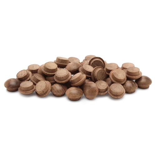 Walnut Wood Plugs for Furniture, 1/2 inch Button Top Wood Plugs for Screw Holes - Pack of 25 by Woodpeckers