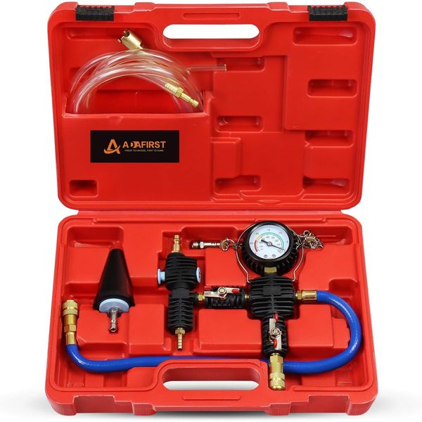 Vacuum Coolant Refill Tool with Gauge Adapter Hoses for Automotive Use