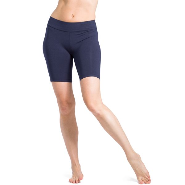 Fishers Finery Women's Ecofabric Classic Yoga Training Running Short; Mid Thigh (Navy, XS)