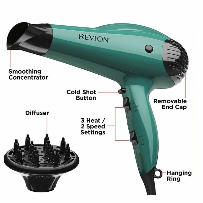 Revlon Professional Ionic Hair Blow Dryer Blower 1875W Volume Boost w/ Diffuser