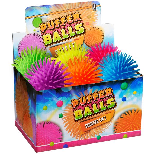 Puffer Balls (Pack of 12) - Stress Relief Balls Bulk, Neon Sensory, Stress Relief & Therapy Ball Toy for Kids for Goodie Bags, Stocking Stuffers and Party Favors