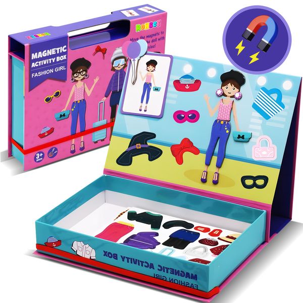 Magnetic Puzzles for Kids Ages 4-8 - 71 PC Fashion Girl Magnetic Book, Dress-Up Dolls & Preschool Toddler Learning Activities, Travel-Friendly STEM Toy, Fun Fridge Magnets for Toddlers 1-3 3-12