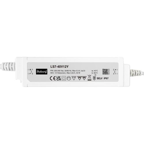 illuburg LED Transformer 12 V 40 W Waterproof IP67 Flicker-Free for LED Strip Lamp LED Power Supply Driver Power Supply