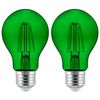 2-Pack Sunlite LED Transparent Green A19 Filament Bulbs, 4.5 Watts, Dimmable