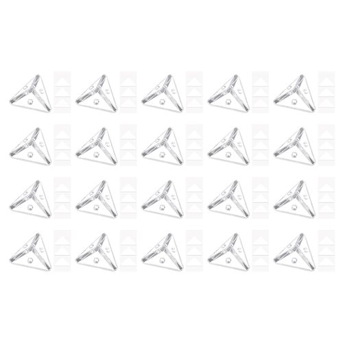 uxcell 12 Set Acrylic Corner Bracket, 3-Hole Triangle Corner Connector Joint Hanger Brace Brackets Transparent w/Sticker for DIY Display Box
