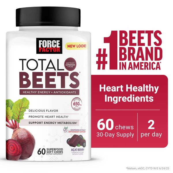 Total Beets, Beet Root Soft Chew Supplement, Beetroot Gummies Alternative, 60 Ch