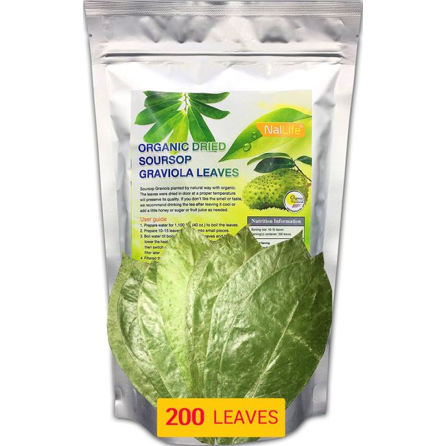 NalLife ORGANIC Soursop Graviola Leaves for Tea 200 Leaves