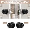 Probrico Black Interior Door Handles - Passage Knobs for Closet/Hallway, No Lock, Inside Hardware, 6 Pack