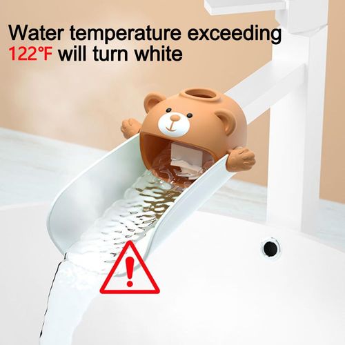 DLUCKY Faucet Extender for Sink Easy Use Sink Faucet Extenders with Temperature Sensitive for Toddlers, Kids Hand Washing Faucet Extension for Bathroom Sink, Kitchen, Brown