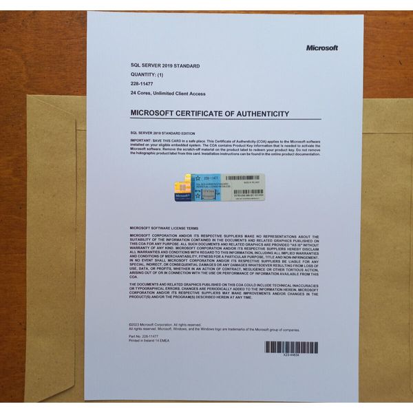 Microsoft SQL Server 2019 Standard 24 Core License unlimited User CALs 228-11477