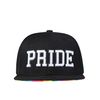 We Show Pride Gay Pride White on Black Rainbow Snapback Baseball Cap (WSPSB3)