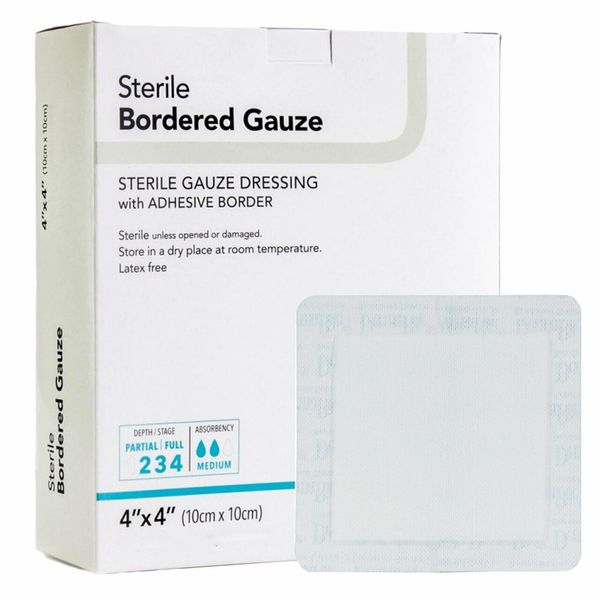 DermaRite Bordered Gauze White Island Dressing NonSterile 4 x 4" 100 per Pack