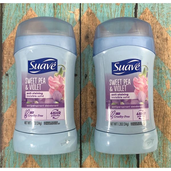 2-Suave Sweet Pea & Violet Anti-Staining 48-Hour Deodorant Stick - 1.2oz 02/2026