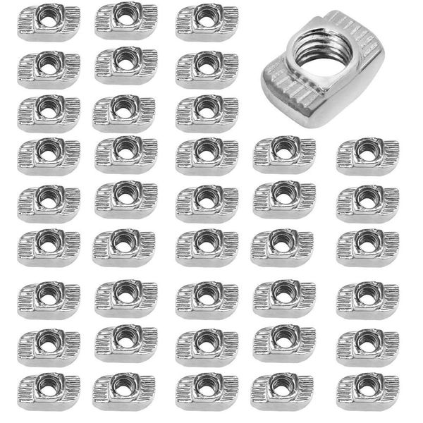 100 pcs M4 Thread T-Nut, Sliding T Slot Nuts, European Aluminum Extrusions Slim T-Nut, 20 Series European Aluminium Profile Hammer Head Drop in T Slot Nuts Nickel Plated Carbon Steel