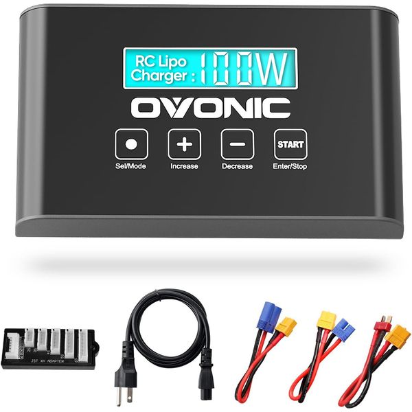 OVONIC Mate1 Lipo Battery Charger 1s-6s 100W 10A Smart RC Battery Chargers with XT60 Balance Charger Compatible for 1-6s LiIon/LiPo/Life 3-18S NiMH Variety Modes of Fast Charge, Storage Dis/Charge