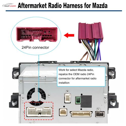 24Pin Aftermarket Wiring Harness for Mazda 2001-2019, 8Pin+8Pin Android Car Stereo Harness Adapter for Mazda CX-5 CX-7 CX-9 Mazda 2 3 5 6 MPV Miata Protege Car Radio Wiring Harness