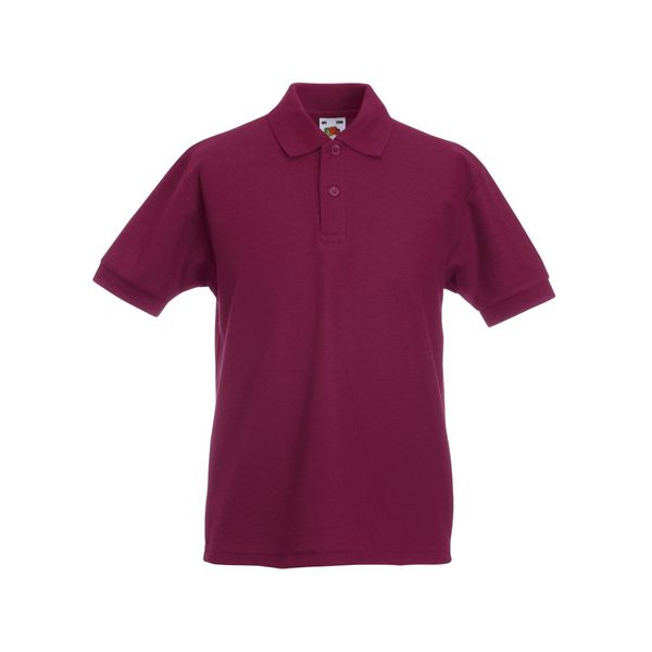 FRUIT OF THE LOOM CHILDRENS UNISEX PIQUE POLO SHIRT - 12 COLOURS (AGE - 7/8, BURGUNDY)