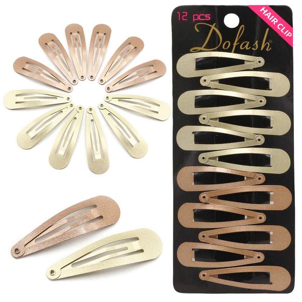 Dofash Snap hair clips metal grips 5cm/2in basic hair accessories 12pcs (Blonde 6pcs+light brown 6pcs)