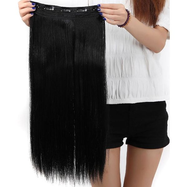 S-noilite 23 Inches (58cm) 3/4 Full Head One Piece 5clips Clip in Hair Extensions Extension Long Straight Hairpiece (Dark Black)