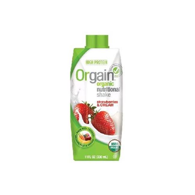 Organic Nutritional Shake Strawberry & Cream 4-Pack 11 Ounces (Case of 3)