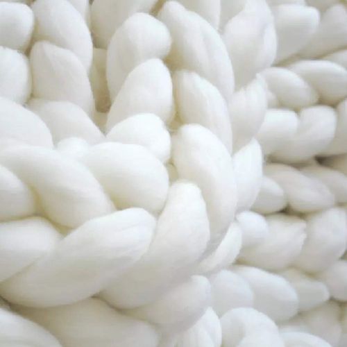 Handmade Chunky Knit Blanket, Hand Knitted Warm Chenille Throw Blanket, Soft Thick Yarn Cable Knit Blanket, for Home Decor and Pet Bed Sofa Decoration Ideal Gift (White #88)