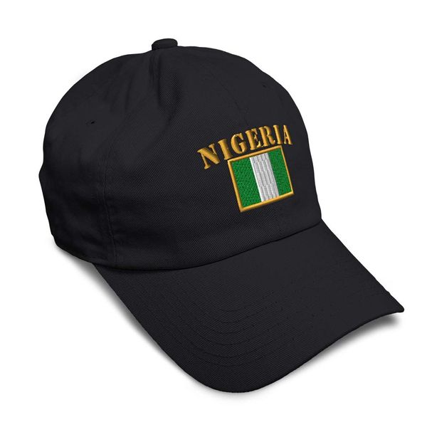 Speedy Pros Soft Baseball Cap Nigeria Flag Embroidery Flags World Cup Soccer Twill Cotton Embroidered Dad Hats for Men & Women Black Design Only