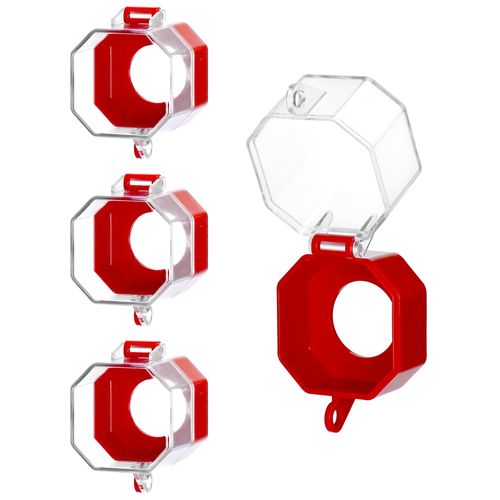 QWORK Emergency Stop Button Cover, 4 Pack Plastic Switch Cover Protector, Toggle Switch Push Button Switch Lockout Cover, Add Protection