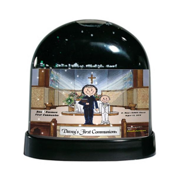 PrintedPerfection.com Personalized Communion, Boy - Female Priest Snow Globe Gift